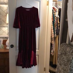Burgundy velvet dress